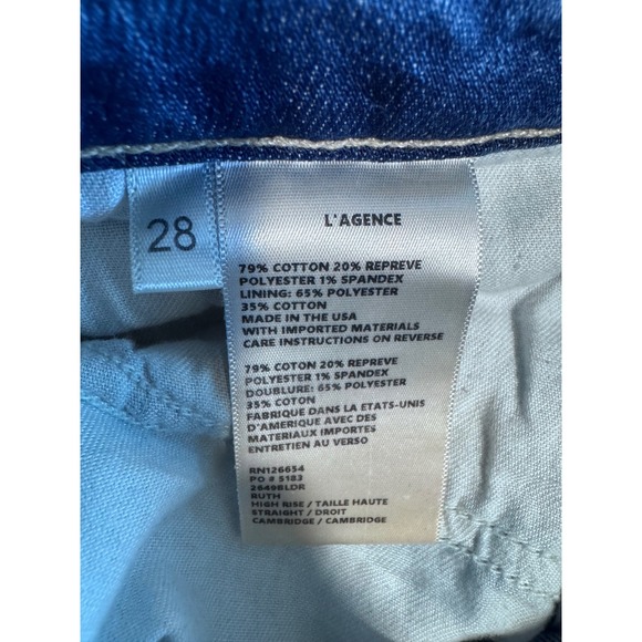 L'Angence Women's Ruth Classic Stretch Straight-leg Jean In Cambridge Size 28 - Picture 6 of 6
